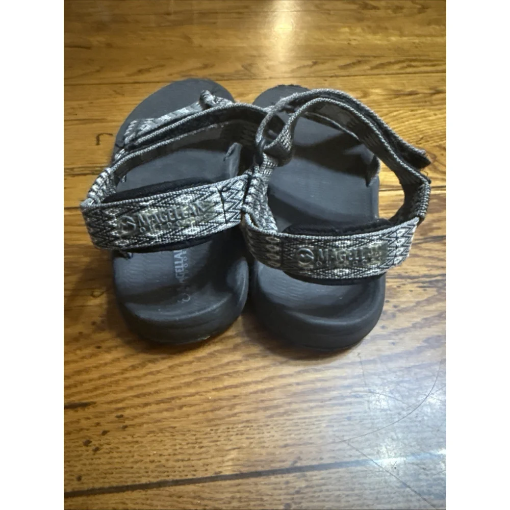MAGELLAN Outdoors Adj. Strap Sandals - Water Resistant - Size US 8 - Black/White